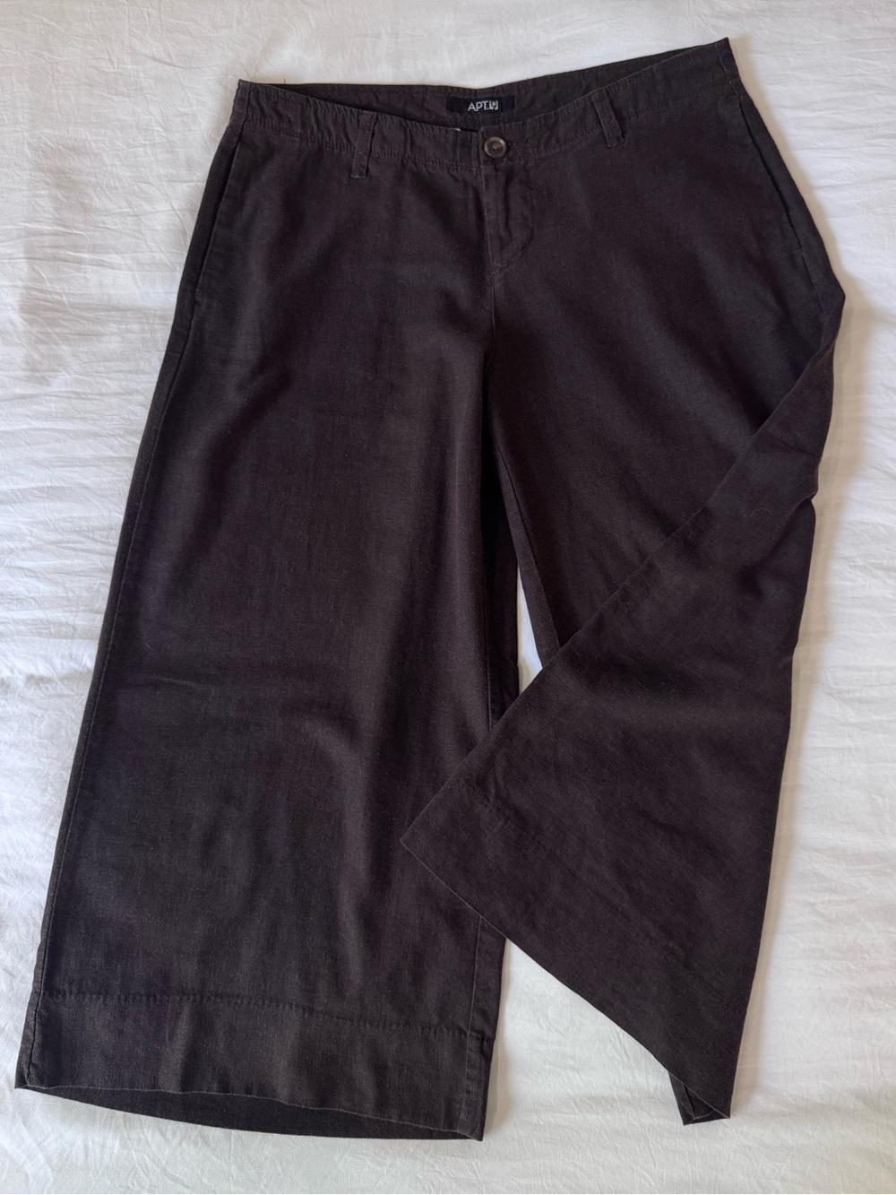 Apt. 9 Brown Linen Blend Wide Leg Cropped Pants 8 Workwear Minimalist Relaxed